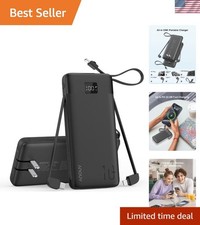 Compact 10000mAh Power Bank Built-in Cables for Effortless Travel Charging
