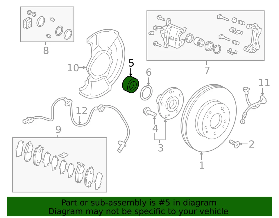 正品本田 2016 - 2021 年本田思域 - 轴承总成前轮毂 44300-TBA-A01 — 第 3/3 张图片