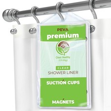 Premium PEVA Clear Shower Curtain Liner with Magnets Suction Cups... Fast Ship