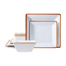 12-Piece Dinnerware Set, Melamine Dishes Set with Bowls and Plates,