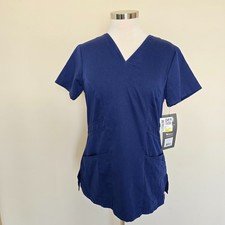 Grey's Anatomy Small Navy Blue 3 Pocket Stylized Princess V-Neck Scrub Top NWT