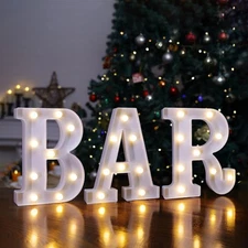 Light Up BAR Sign Marquee LED Letters Battery Powered LED Letter Lights for P...