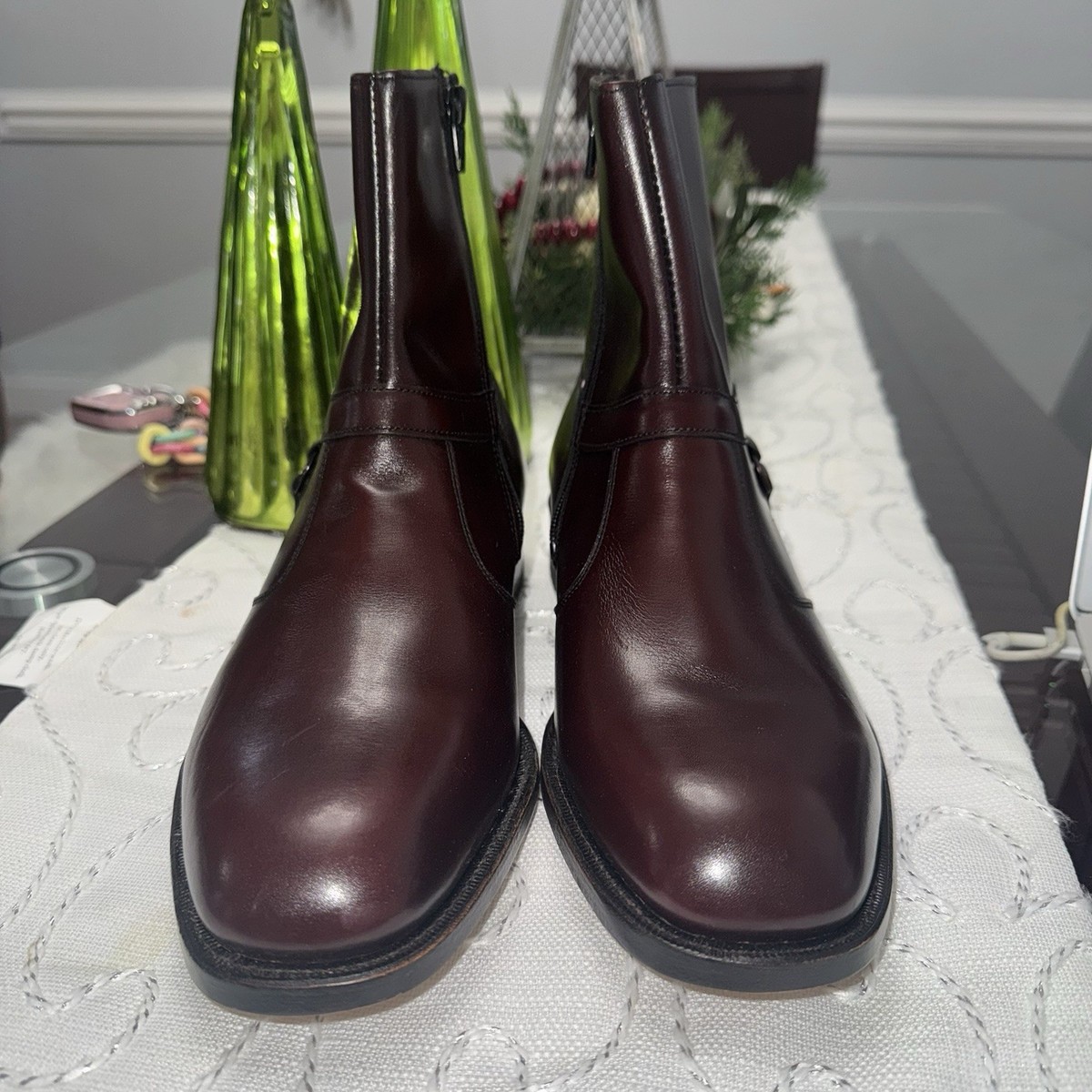 E.T. Wright Arch Preserver Shoes Calf Zip Ankle Boots Men'S