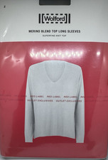 Wolford Merino Blend Top Long Sleeves Size: Small Color: Grey Mele 53185