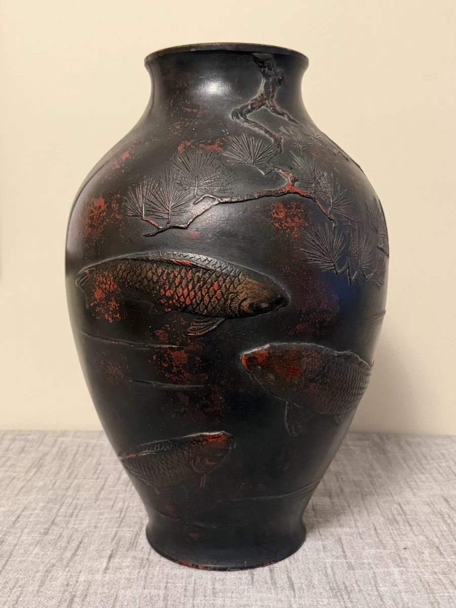 古董黄铜日本花瓶1900-1940 | eBay
