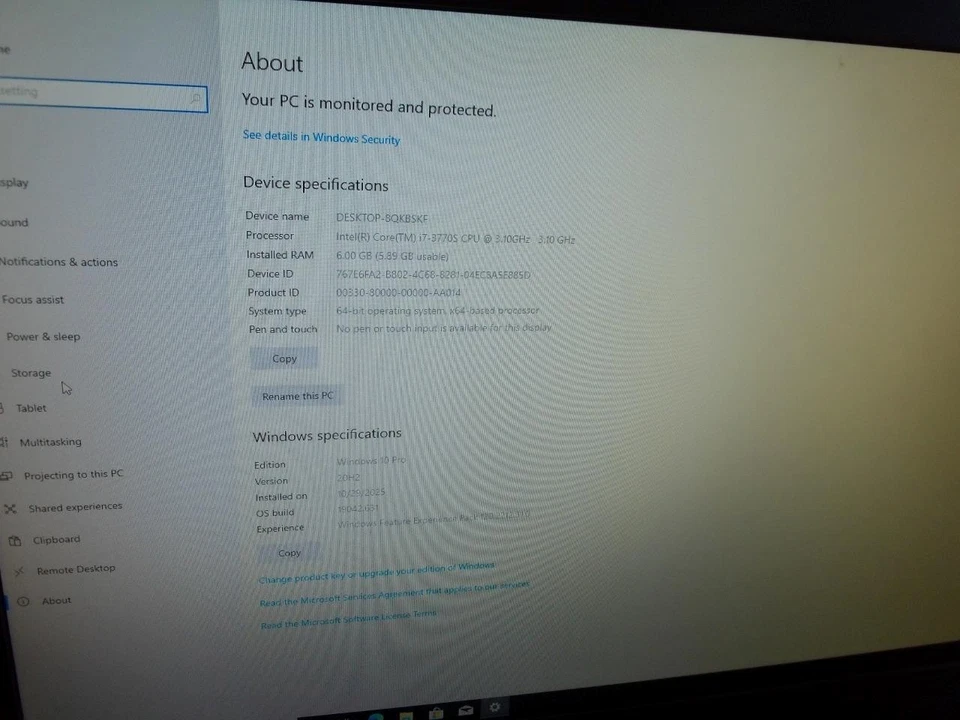 Dell Optiplex 9010 AIO Core i7-3770S 3.10GHz 6GB 128GB SSD W10 (H252) - Image 2 of 4