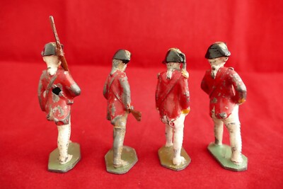 Soldats Plomb Creux Ancien Régime - Lot De 4 : Officier, Tambour, 2 Fantassins - Domage & Cie