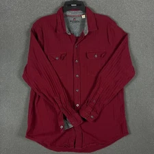 Woolrich Men’s Size L Flannel 100% Cotton Button Down Shirt Maroon L/S Ribbed