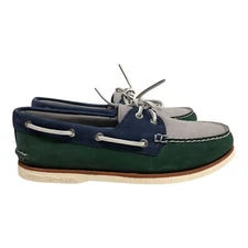Sperry Men SZ 9 Gold Cup Authentic Original Tri-Tone Boat Shoe Green/Navy/Grey 