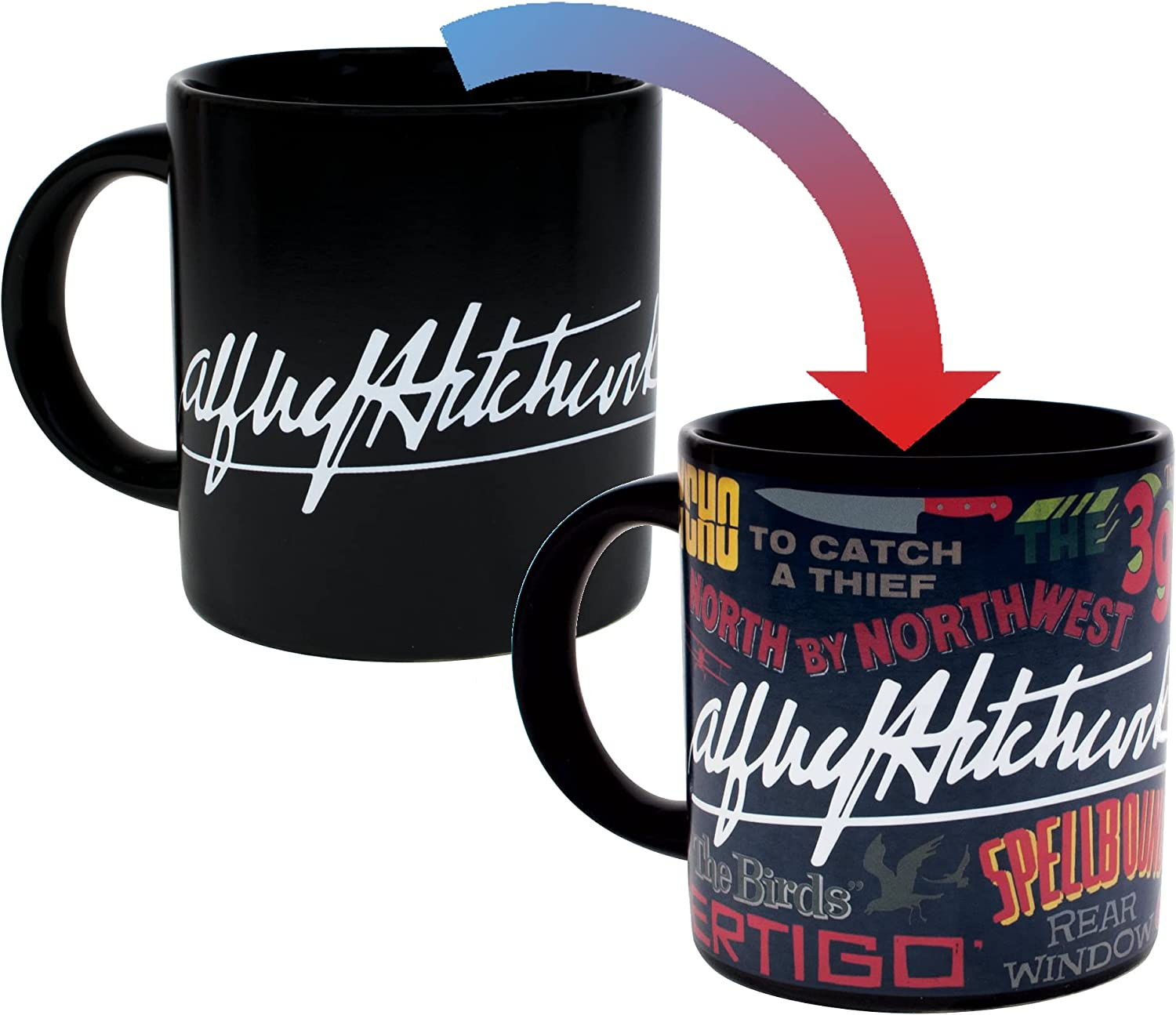Heat Changing Alfred Hitchcock Movie Titles Mug - Add Coffee or Tea and His Mos