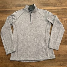 Eddie Bauer Mens M Pullover Sweater 1/4 Zip Mock Neck Knit Ribbed Gray