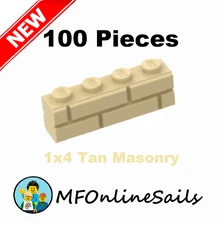 **NEW** 100x Genuine LEGO 1x4 Masonry Bricks - Tan - Piece 15533