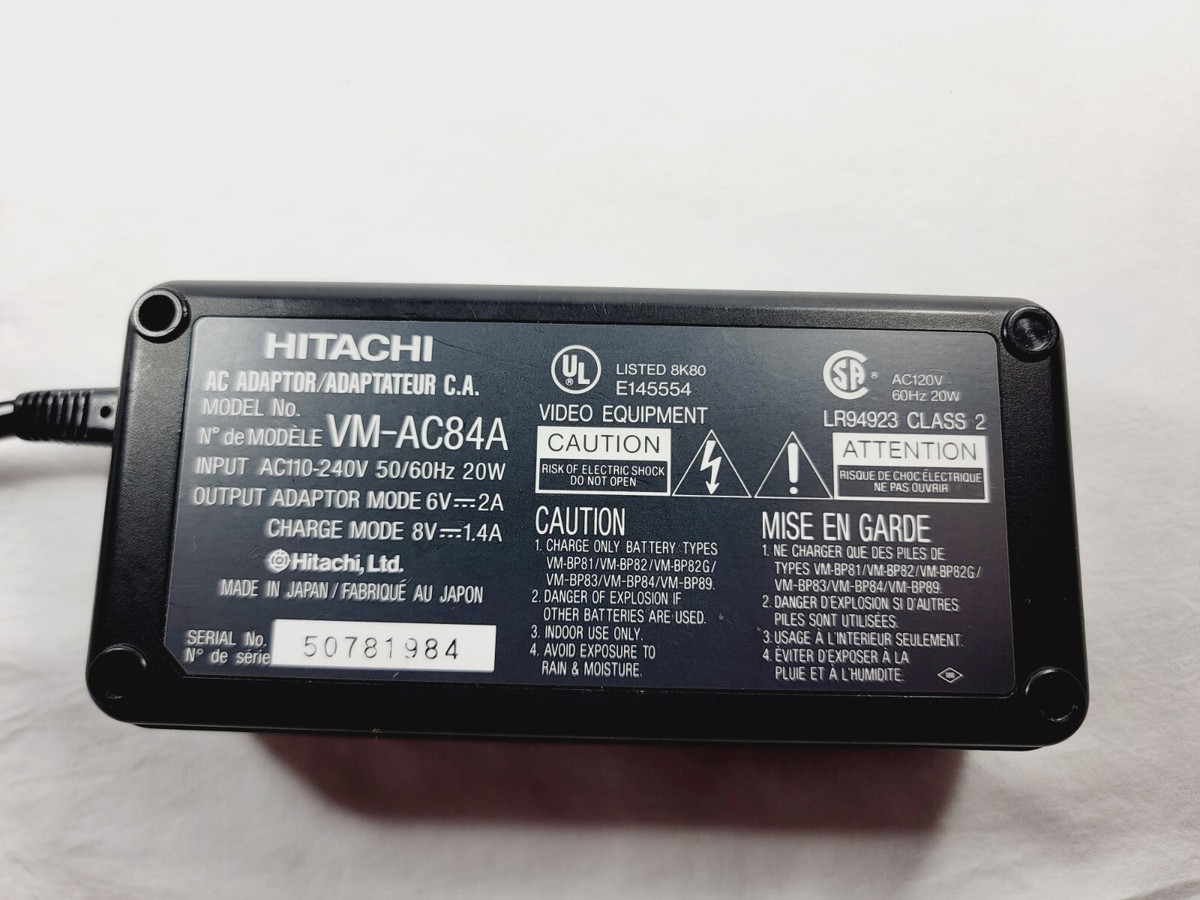 Hitachi AC Power Adaptor Battery Charger VM-AC84A | eBay