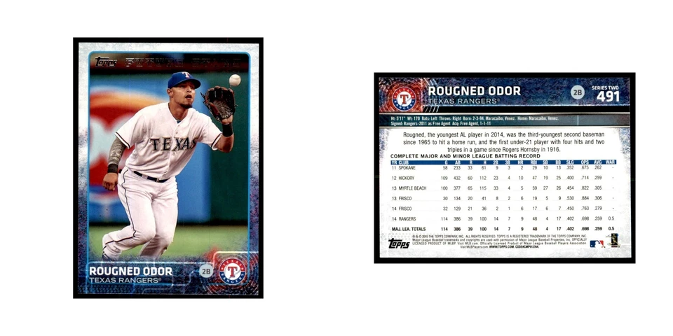 Rougned Odor 2015 Topps #491 Baseball Cards Baseball Card NM - Image 3 of 3