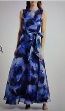 Eliza JAbstract Print Sleeveless A-Line Gown sz  10