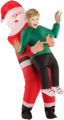 Kids InInflatable Santa Costume Boys Girls  Pick Me Up Christmas Blow Up Suit