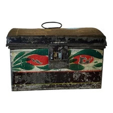 Antique Americana Decorative Tin Toleware Decorative Document Box