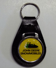 Reproduction Vintage John Deere Snowmobile Medallion Leather Keychain 019