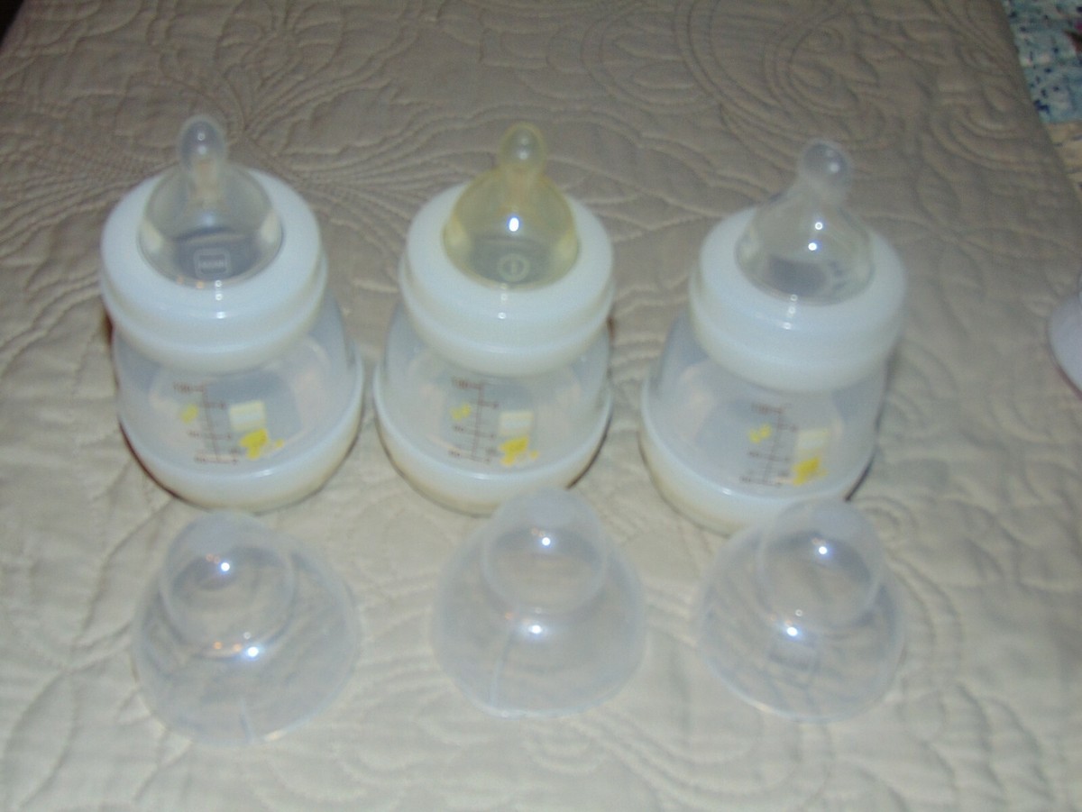 THREE NEW MAM ANTI-COLIC OUNCE BABY BOTTLES WITH LEVEL NIPPLES FREE  SHIP