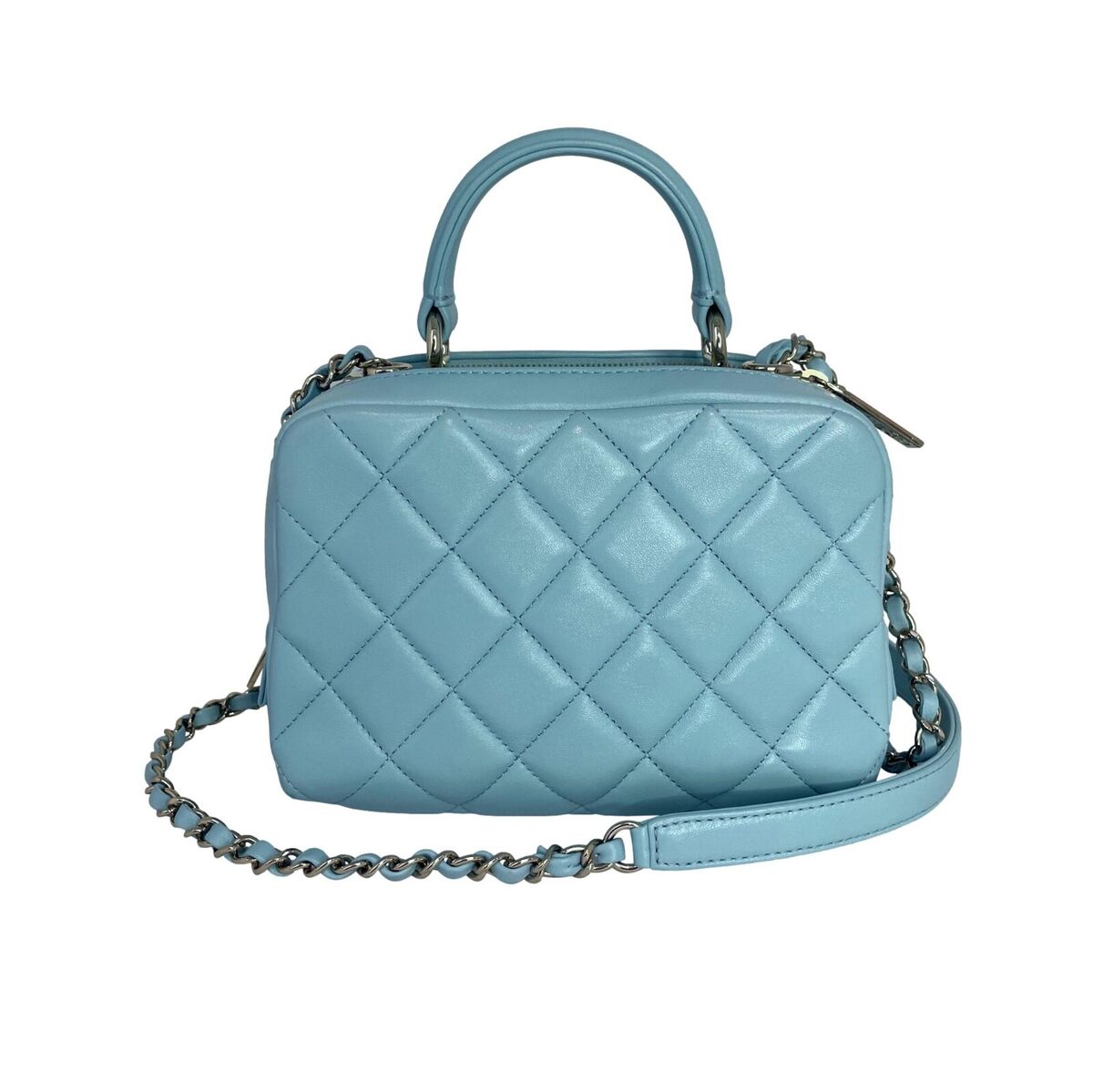 CHANEL 2019 Light Blue Lambskin Quilted Matelasse Small Trendy CC Bag