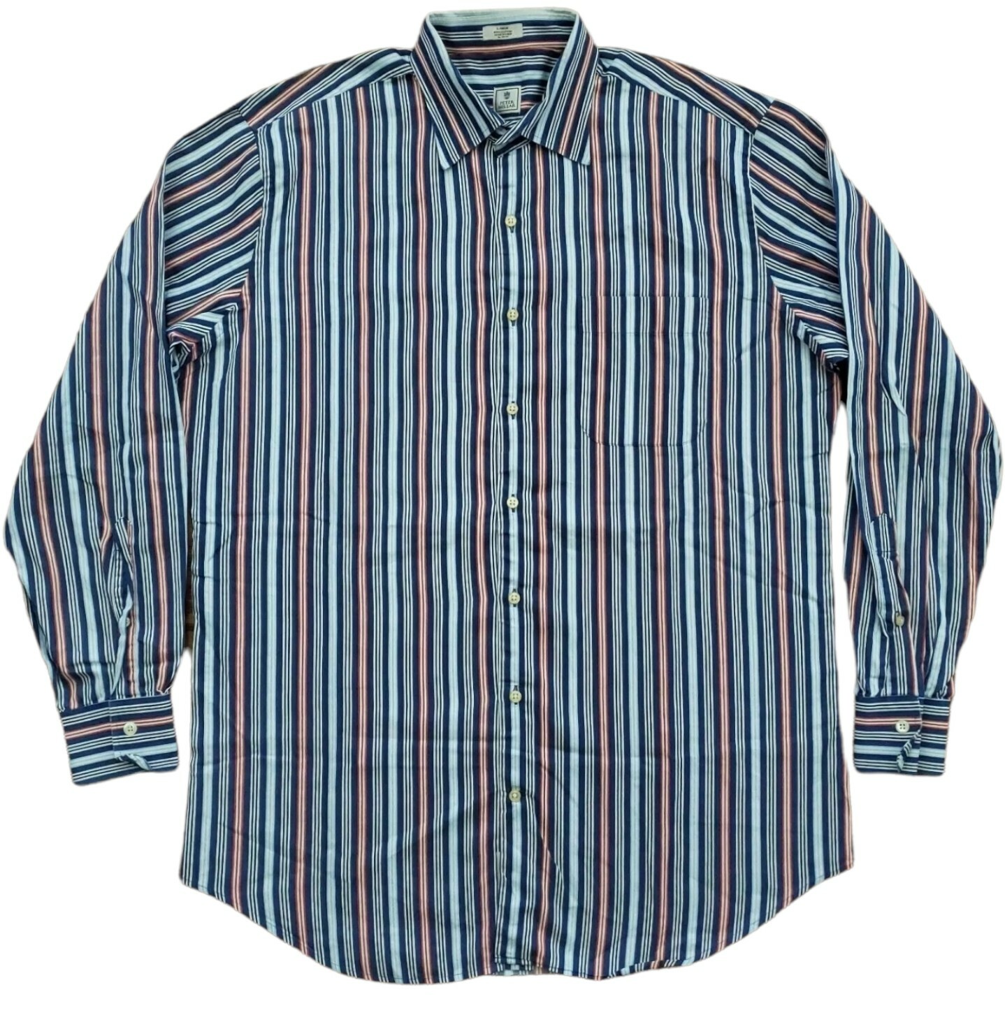 Peter Millar Mens Striped Dress Shirt Long Sleeve Button Spread Cotton Size  L | eBay
