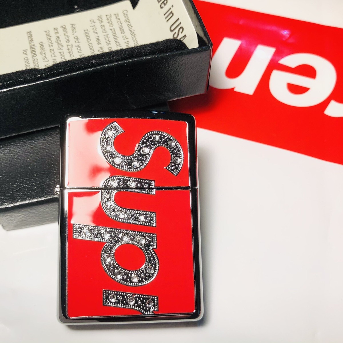 Supreme Swarovski Crystal Zippo Lighter Red - Brand New / Very