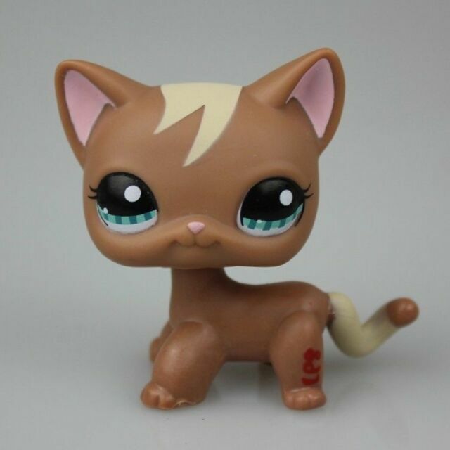Littlest Pet Shop LPS #1170 Chat Poil Court Marron - Authentique Et En Parfait état