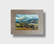 Oil painting Carpathian rural panorama Ukrainian painter Canvas original decor