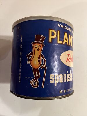 Vintage 1960s Full Unopened Planters Spanish Peanuts Tin Can Mr