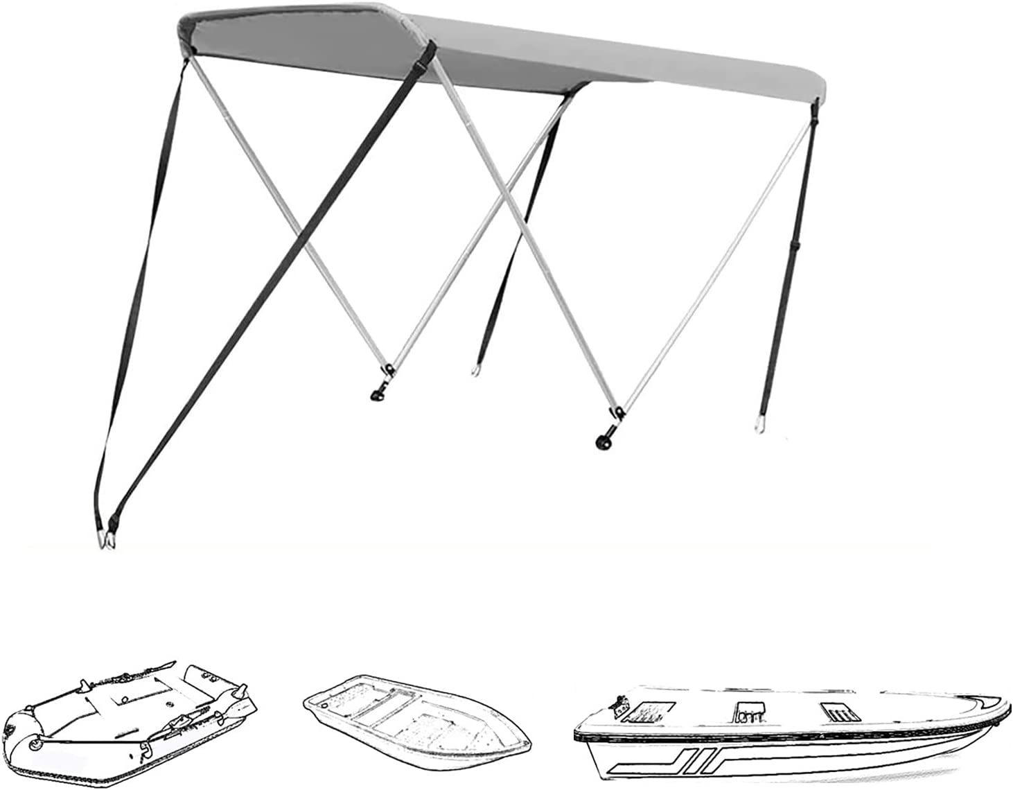 Bimini Tops for Boat 2 Bow Portable Foldable Bimini Top Oxford Cloth