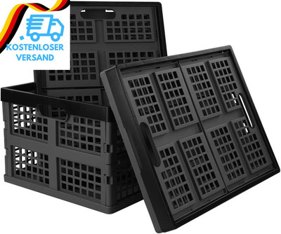 Bringer 15 L Profi-Klappbox Ben, 4Er-Set Klappkiste Einkaufskorb Faltbox, Zusamm