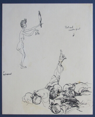 John S.COPPIN  Illustration Cartoon  Satire Drawings Circa: 1950's Listed Artist