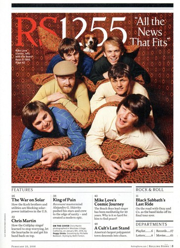 ROLLING STONE Magazine February 25 2016 Chris Martin Mike Love Black Sabbath - Picture 2 of 3