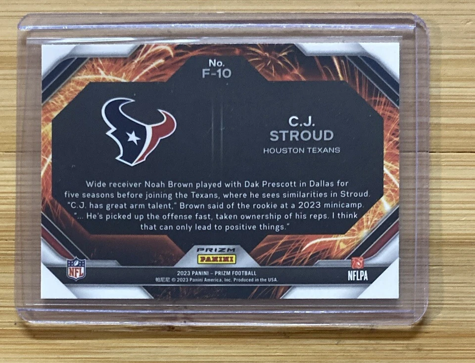2023 Panini Prizm C. J. Stroud Green Ice Fireworks Prizm Rookie #F-10 💥SP👀📈🚀 - Image 2 of 2