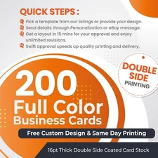 200 CUSTOM Business Card PRINTING 🚀 FREE DESIGN 🚀 Double Side THICK 16pt CARDS