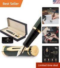 All-Inclusive Fountain Pen Set with Extra Fine Nib & 24 Cartridges in Gift Box