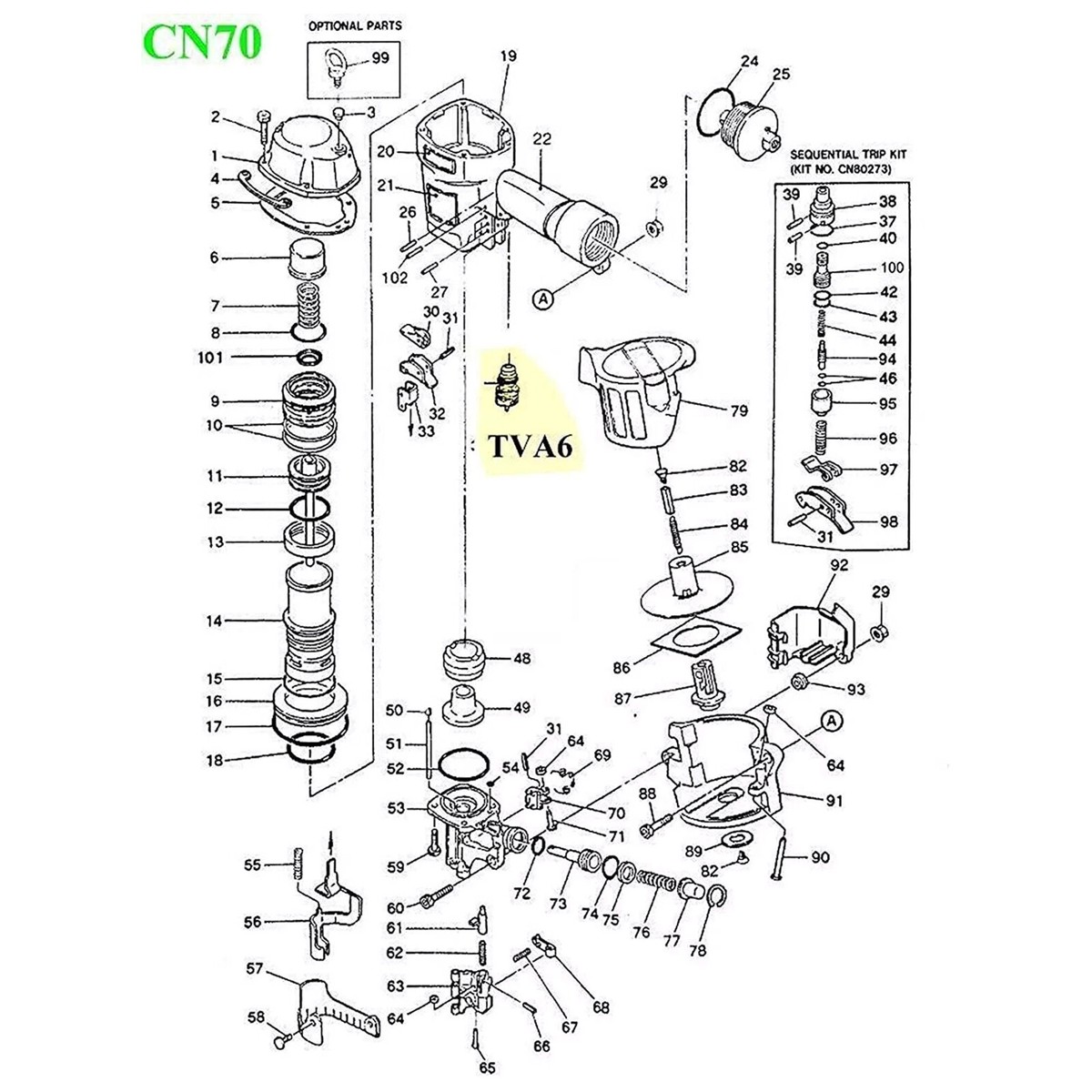 TVA6 TRIGGER VALVE Kit TVA1 Replacement Fit Nailer RN46 RN45 N60 BT35 TVA6 TRIGGER VALVE Kit TVA1 Replacement Fit Nailer RN46 RN45 N60 BT35