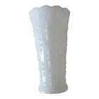 Vintage 8” Anchor Hocking Hobnail & Teardrop MilkGlass Vase With Scalloped Rim