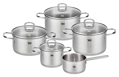 ELO JASPIS Kochtopf-Set 5-teilig Topfset Kochtopf mit Glasdeckel Edelstahl