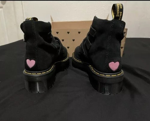 Lazy Oaf Black Heart Buckle Boot -UK5 