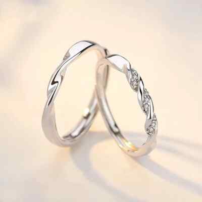 Verlobungsringe Partnerringe Damen Herren 2x Silber Offene Ringe