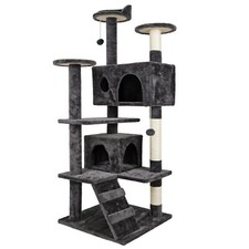 53-in Cat Tree  Condo Scratching Post Tower, Dark Gray