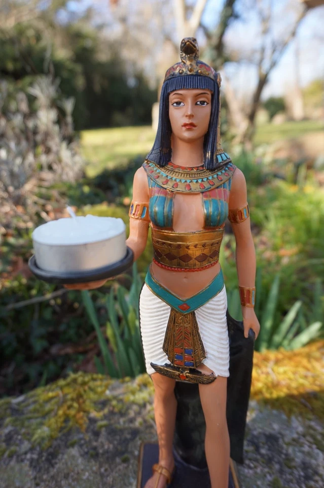 EG0286 PROMO FIGURINE STATUETTE 30 cm FEMME EGYPTIENNE CLEOPATRE BOUGEOIR - Photo 2/4