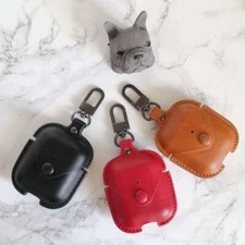 NEW IPhone Airpods PU Leather Soft Case w/ Key Chain Black/ Brown/ Red Ship Fast