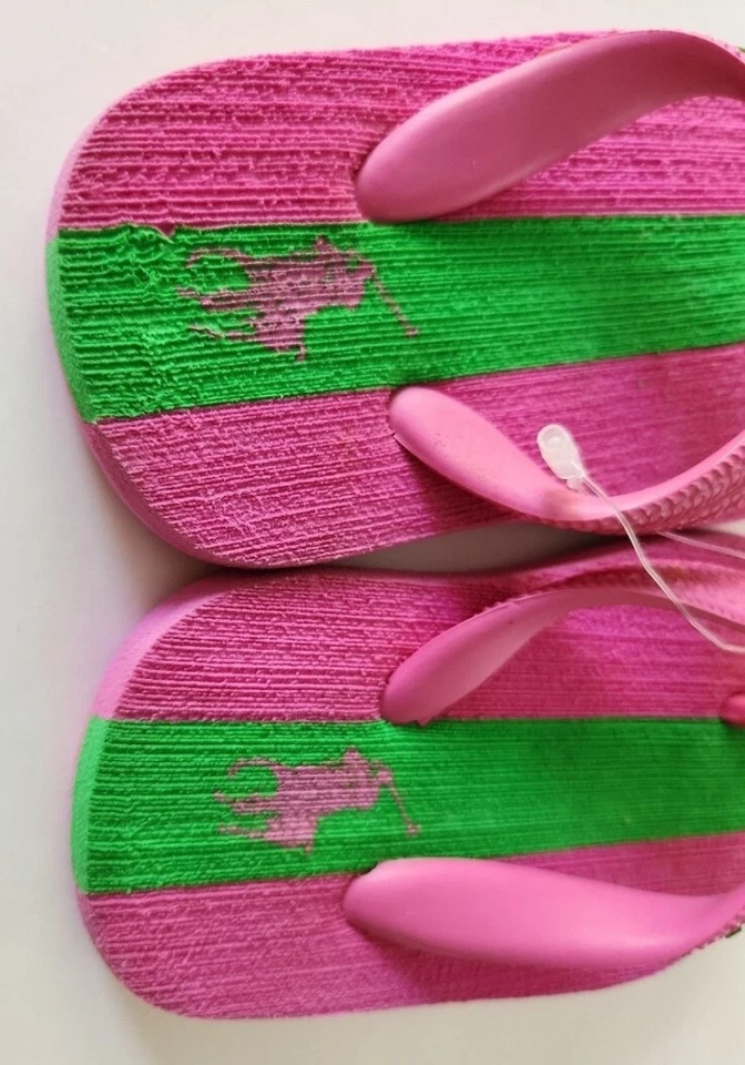 Polo by Ralph Lauren baby toddler classic horse Pony Stripe flip flop sz 3/4  - Image 4 of 4