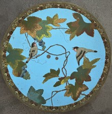 Sehr alter Cloisonne Teller Wandteller Schale 30cm Vögel Blumen