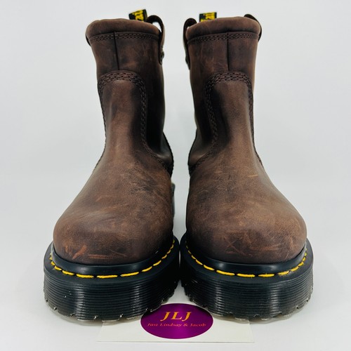 Bottes motardes femme Dr. Martens Anistone Lo marron foncé cuir ciré pointure 9 - Photo 2/11