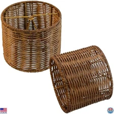 Chic Mini Lampshade Set of 2, Boho Woven Round Lamp Covers for Chandeliers &