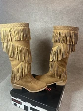 Not Rated Knee High Boots US 9 Suede Fringe Western Cowgirl Nashville Gypsy Boho