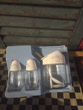 Corning Corelle Gemco Iris Purple  Glass Salt & Pepper Sugar Bowl Spoon Box Set